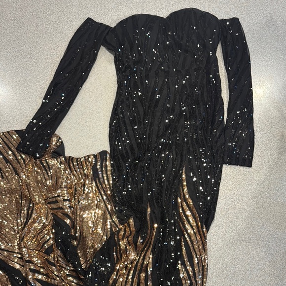 Off Shoulder Sequin Mermaid Dress - Picture 2 of 7